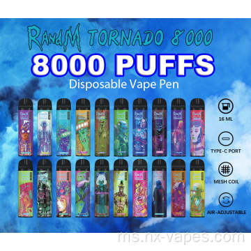 Randm Tornado 8000 Kawalan Aliran Air Vape